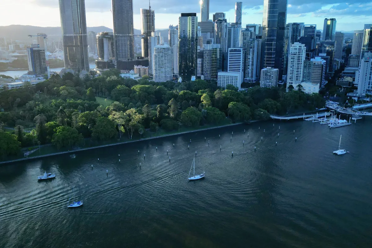 Brisbane city skyline and river